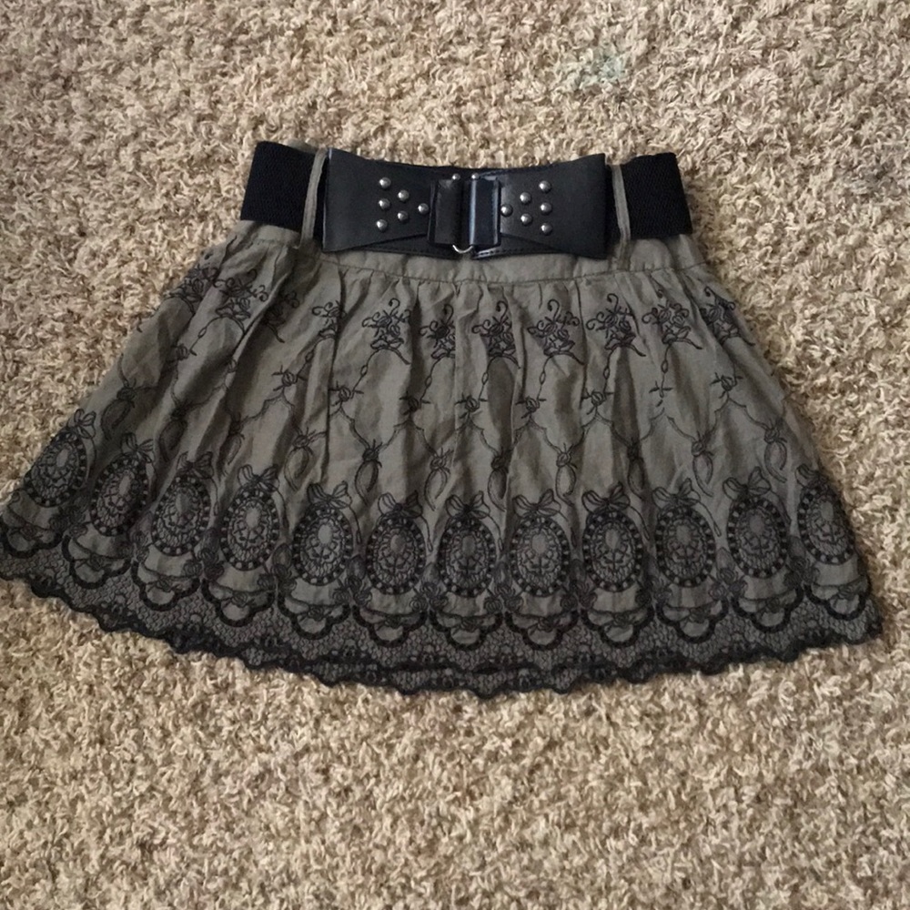 Olive green skirt with black stitching